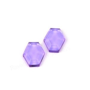 High Quality Purple Amethyst Hexagon Shape Step Cut High Polish 10x16mm Loose Cabochon Gemstone Jewelry Making Pendant Earring - Product Image 1