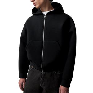 Sweat à capuche zippé unisexe décontracté en coton tricoté de haute qualité, coupe courte et ample, 500 g/m² - Product Image 3