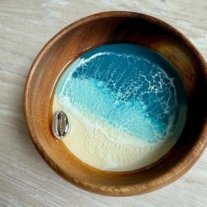 Resin Wood Bowl <b>Epoxy</b> Handmade Decorative Fruit Bowl Eco-friendly Party Home Decor Glossy Finish <b>Table</b> Centerpiece - Product Image 2