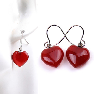 Boucles d'oreilles pendantes en alliage de zinc plaqué argent avec quartz rose en forme de cœur, bijoux romantiques pour femmes, cadeau, style fête - Product Image 4