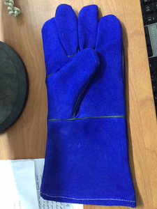 Gants de protection pour soudage MIG en cuir bleu doublés de Kevlar, résistance aux éclaboussures de métal fondu, test de type A - Product Image 4