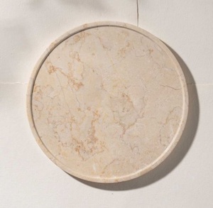 Plateau rond en marbre, plateau de service décoratif, plateau en pierre, plateau de vanité, organisateur de bijoux, plateau à bougies, plateau de table basse, idéal pour la cuisine - Product Image 1