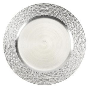 Exclusive Eco-Friendly Shiny Silver Plated Stainless Steel Charger <b>Plate</b> Beaded Border Shape for Home Wedding Tabletop Dinner - Product Image 1