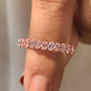 Anillo de Boda de Lujo para Mujer, Elegante, con Diamante Cultivado en Laboratorio de Corte Ovalado de 4 Quilates, Color Rosa Fantasía, Certificado IGI, Chapado en Oro de 14K y Rodio - Product Image 1