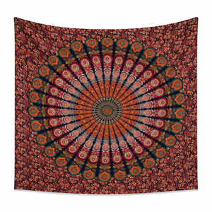 ผ้าปูที่นอนลายแมนดาลา ผ้าฝ้าย 100% หรูหรา สไตล์โบฮีเมียน ขนาดควีนไซส์ ลายพิมพ์บล็อกแฮนด์เมดแบบชาวชาวปุระ ชุดเครื่องนอนสำหรับตกแต่งบ้านและโรงแรม - Product Image 1