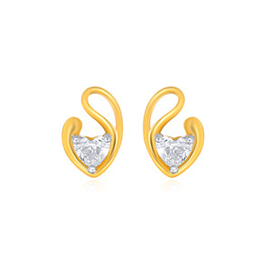Boucles d'oreilles clous en diamant taille cœur Wave of Love en or jaune, style romantique pour femme, à porter au quotidien - Product Image 1