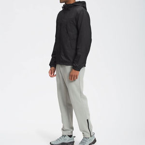 Veste coupe-vent à capuche noire pour homme, fermeture éclair intégrale, style décontracté, coupe régulière, en polyester, pour l'automne - Product Image 4