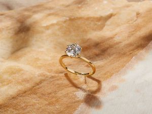 Classic 6-Prong Round Cut Solitaire Engagement <b>Ring</b>, <b>925</b> Sterling <b>Silver</b> Gold Wedding Band Lab Grown Diamond <b>Ring</b> - Product Image 6