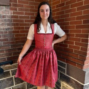 Women's Bavarian Style Dirndl <b>Dress</b> Solid Color Satin A-Line Midi With Apron V-Neck Short Sleeve Holiday Celebration Wear - Product Image 4