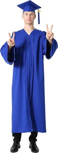Ensemble Robe de Cérémonie Mate, Toque et Pompon 2026 pour Lycée et Diplôme Universitaire, Tissu 100% Polyester - Product Image 2