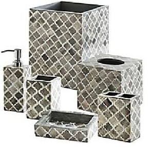 Ensemble de salle de bain 7 pièces en MDF de qualité supérieure avec incrustation MOP pour distributeur de savon et porte-brosse à dents, au meilleur prix - Product Image 5