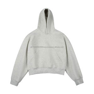 Personalizado de alta calidad OEM fábrica Casual Boxy Oversize Drop Shoulder esencial en blanco algodón poliéster pulóver sudaderas con capucha para hombres - Product Image 5