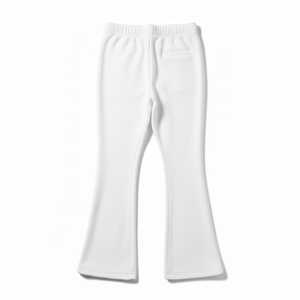 Pantalon évasé long en molleton à taille basse élastique personnalisé pour femme, coupe ample, en tricot côtelé, style bootcut, pour yoga et danse, couleur unie - Product Image 2