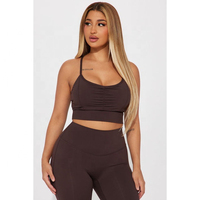 Ensemble de yoga 2 pièces personnalisé pour femme, taille haute élastique, léger, en Spandex/Polyester, effet seconde peau, grandes tailles, pour la gym