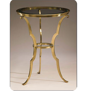 INDIAN METAL WORLD METAL <b>ROUNDED</b> SIDE <b>TABLE</b> WITH GLASS TOP - Product Image 2