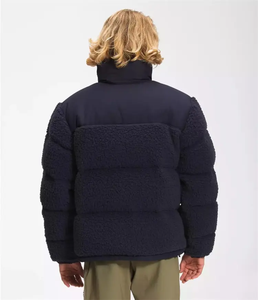 Veste en polaire marine pour homme, coupe-vent, fermeture éclair, col roulé, manteau d'hiver décontracté, coupe régulière, doublure épaisse en sherpa, poches - Product Image 3
