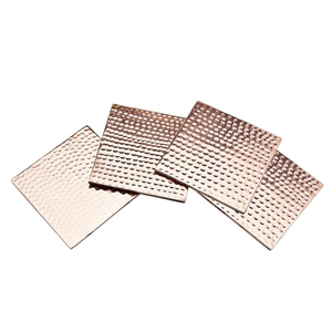 Wholesale Luxury Square Hammered Brass Metal <b>Coaster</b> Set of 4 Handcrafted Textured <b>Gold</b> Drink Cup Mat for Home Hotel Table Decor - Product Image 6