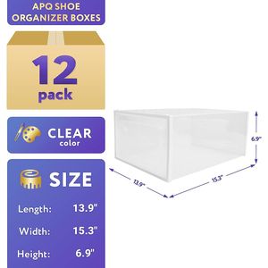 Paquete de 12 cajas de almacenamiento de zapatos transparentes ventiladas, organizador de plástico duradero con función de fácil apertura, juego espacioso apilable - Product Image 2