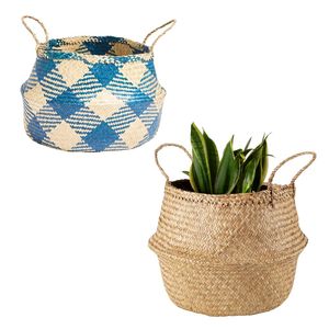 Decorative Handmade PHU HAO Brand Natural <b>STRAW</b> BELLY <b>BASKETS</b> Foldable Woven Planter <b>Basket</b> for Indoor Plants - Product Image 1