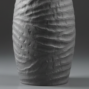 Vase à fleurs moderne gris en aluminium moulé, texture ondulée horizontale, pot à fleurs aspect pierre rustique, vase à bourgeons pour la maison et l'hôtel, best-seller - Product Image 6