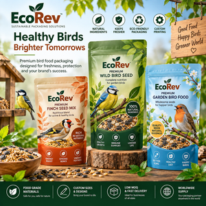 Premium EcoRev <b>Bird</b> Food <b>Stand</b> up Pouch Zipper Top Laminated Recyclable Natural Ingredients Custom Design Available - Product Image 5