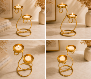 Candelabro Doble de Hierro Dorado de Lujo para Sala de Estar y Mesa de Comedor, Decoración para Bodas y Mesas - Product Image 2