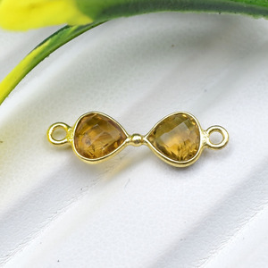 Connecteur en forme de cœur en citrine facettée |   Breloque en pierre précieuse pour bijoux DIY - Product Image 4