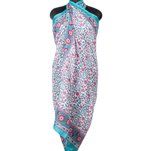 Large Size Cotton Floral Sarong Scarf Handmade Multicolor Block Print Multiway <b>Beach</b> Wear Beautiful Women <b>Accessories</b> - Product Image 3
