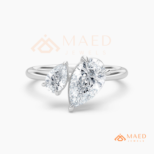 Anillo de compromiso de plata de ley 925 con moissanita en forma de pera, joyería nupcial de moissanita y diamantes para mujer, banda de lujo de EE. UU. - Product Image 5