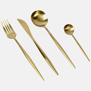 Gold mirror Polished Metal Flat Handle Designer restaurant & Home <b>cutlery</b> <b>set</b> Silverware Stainless Steel Wedding <b>Cutlery</b> <b>Set</b> - Product Image 2