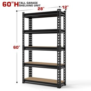 Scaffalatura Metallica Resistente da 60/72 Pollici - Scaffale a 5 Ripiani per Garage - Uso in Magazzino e Cucina - Product Image 1