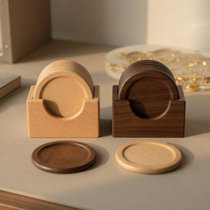 Sous-verres en bois au design unique, forme carrée, pour tasses à thé, écologiques, réutilisables, pour table - Product Image 2