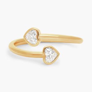 14K Yellow Gold Double Heart Lab Grown Diamond <b>Open</b> <b>Ring</b> - Product Image 1
