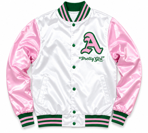 Chaqueta Bomber de Satén con Parche de Chenilla con Letras Griegas Personalizadas, Estilo Sorority, 1908 - Product Image 5