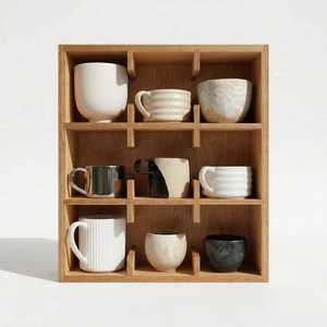 Support à tasses moderne en bois avec crochets multiples pour la maison et les cafés – Porte-tasses à café en bambou de qualité supérieure pour comptoir - Product Image 4