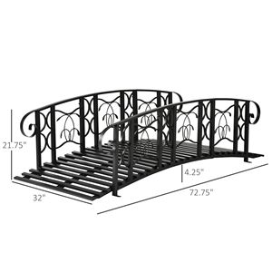 Ponte da Giardino ad Arco in Metallo da 6 Piedi, Capacità 660 Libbre Sponde di Sicurezza con Motivi a Vite e Facile Montaggio - Product Image 3
