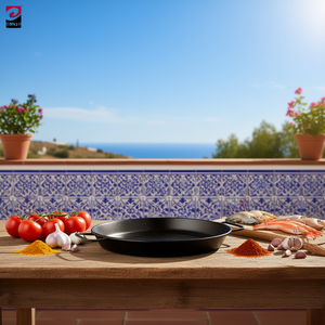 Sartenes para Paella de Hierro Fundido Esmaltado Duraderas de 34 cm, Vajilla Española Tradicional con Asa de Acero Inoxidable para Cocinar y Servir - Product Image 3