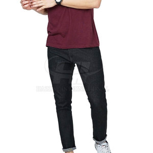 Custom Brand Logo Printed Lightweight Breathable Quick Dry 100% Cotton Casual Men's Jeans Pants OEM Service - Product Image 4