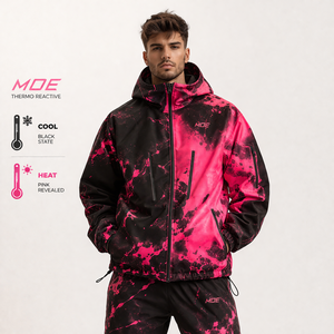 Trendy Thermochromic Zip up <b>Jacket</b> Windbreaker <b>Men's</b> Thermal reactive <b>Jacket</b> Boxy Lightweight Color Changing <b>jacket</b> for <b>men</b> OEM - Product Image 1