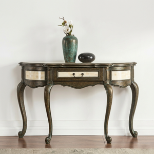 <span class=keywords><strong>Table</strong></span> console Demilune de luxe sur mesure, classique, en bois massif, pour entrée, couloir, villa, hôtel, mobilier <span class=keywords><strong>avec</strong></span> plateau en marbre OEM - Product Image 2