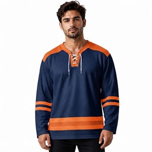 Jersey de Hockey sobre Hielo Personalizado con Impresión por Transferencia de Calor, Absorbente de Humedad, 100% Poliéster, Marca Privada para Hombre, Fábrica de Ropa Deportiva OEM - Product Image 1