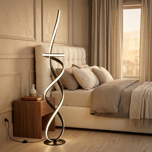 Handcrafted Gold Metal Shade Nordic Floor Lamp Modern Artistic Vertical Tube Standing <b>Light</b> App Touch <b>Sensor</b> Control Wedding - Product Image 4