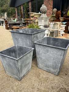 Hot Selling Green Patina Square Copper Planter Pot With Scalloped <b>Edge</b> Rustic Patina Outdoor <b>Garden</b> Container Planters Set - Product Image 6