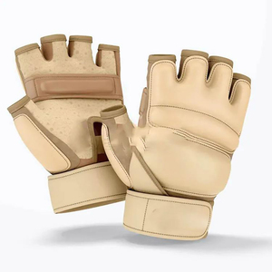 ถุงมือฝึกซ้อมหนังครึ่งนิ้ว Rahsal Industries พร้อมสายรัดข้อมือ สำหรับ MMA/คิกบ็อกซิ่ง/มวย  แบบ unisex สีเบจ สำหรับเด็กอายุ 14 ปีขึ้นไป - Product Image 1