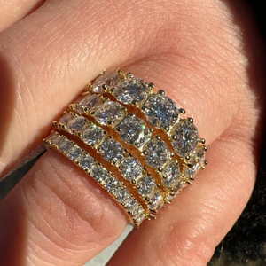Pass Test S925 <b>Silver</b> Round Cut VVS Eternity Moissanite Diamond Hip Hop Tennis <b>Ring</b> for <b>Men</b> and Women - Product Image 4
