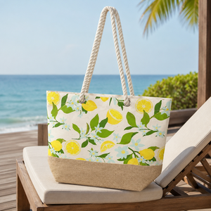 Bolsa de Playa de Yute Laminada con Impresión Personalizada, Asas de Cuerda, Venta al Por Mayor, OEM, Marca Privada, Proveedor de Bolsas de Compras Reutilizables - Product Image 5