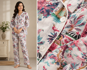 Conjunto de Pijama de Algodón Estampado de Lujo para Mujer, Ropa de Dormir Floral de Manga Larga, Colección de Ropa para Estar en Casa - Product Image 5