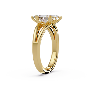 Anillo de compromiso de oro puro de 14K con diamante de laboratorio talla marquesa de moda, certificado IGI, con diseño de tallo dividido, para mujer, anillos de boda de lujo - Product Image 3