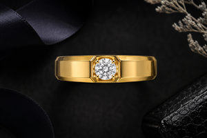 แหวนแต่งงานเพชรเม็ดเดี่ยวเพาะเลี้ยงในห้องปฏิบัติการทองคำ 14K แบบสั่งทำพิเศษสำหรับผู้ชาย |   ผู้ผลิตเครื่องประดับหรูหราที่ได้รับการรับรองจาก IGI แบบ OEM/ODM - Product Image 2
