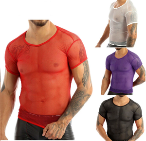 Camiseta sin mangas de malla transparente para hombre con estampado frontal serigrafiado - Product Image 6